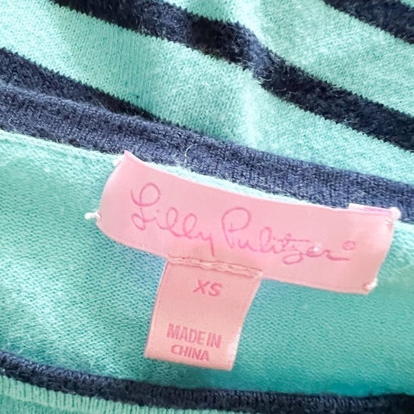 LILLY PULITZER Maria Sweater Boatneck Everglades Stripe Blue & White Sz XS - Picture 4 of 5